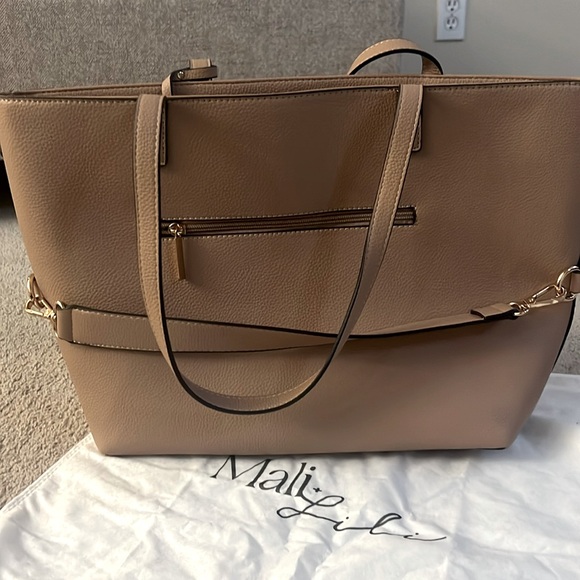 Mali + Lili Estie Organizational Recycled Vegan Leather Tote Taupe - Picture 4 of 6